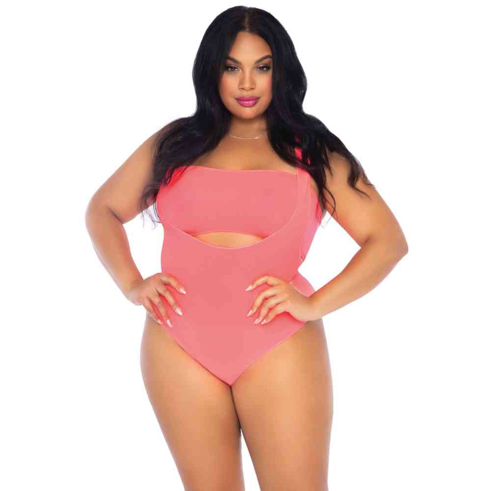 Leg Avenue - Opaque Bandeau Suspender Bodysuit - Roze